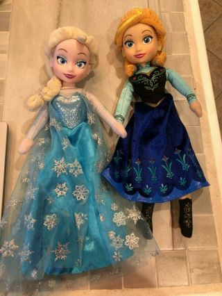 Disney Frozen Elsa & Anna Plush Stuffed Doll Toy 14” Doll