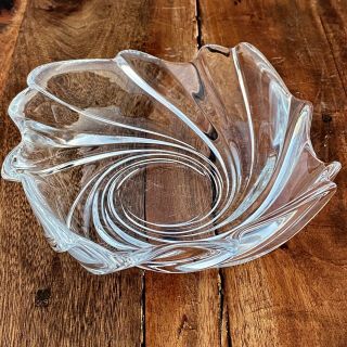 Vintage Mikasa Crystal Clear Swirl Glass Candy Dish Decorative Bowl 7”w 2.  5”h