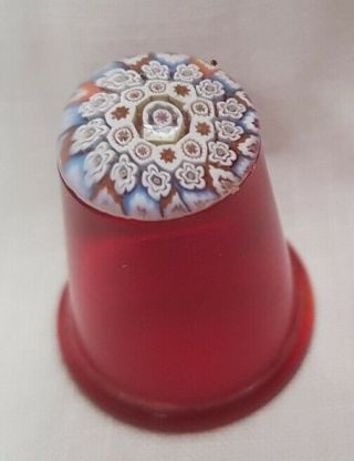 Caithness Thimble - Millefiori Canes,  Red Glass