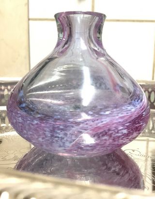 Caithness Glass - Art Glass Bud Vase,  Purple Blue & White Swirl - Stand Alone Or Use