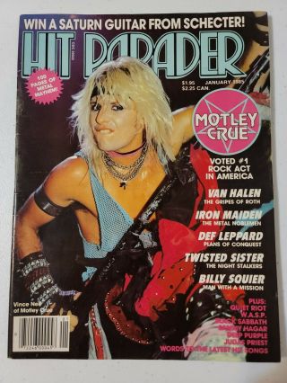 January 1985 Hit Parader Motley Crue Vince Neil Cover Ratt Poster Kiss Van Halen