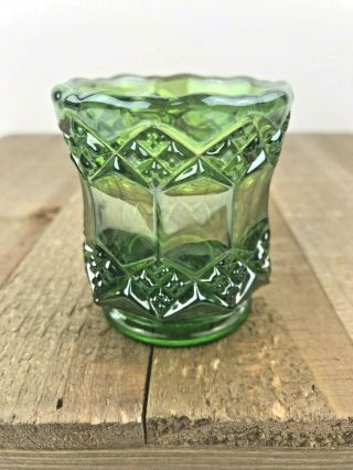 Vintage Imperial Green Carnival Glass Toothpick Holder Marked Made In Usa