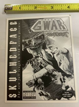 Gwar Skulhed Face Movie Flyer Metalblade Vintage Rare Retro Heavy Metal Thrash