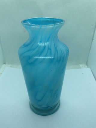 Lovely Vintage Art Glass Blue Marbled Vase.