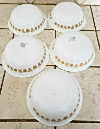 Set Of 5 Corelle Butterfly Gold Cereal Bowls - 6 1/4 "
