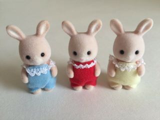 Sylvanian Families Champagne Hopkins Rabbit Family Triplet Babies