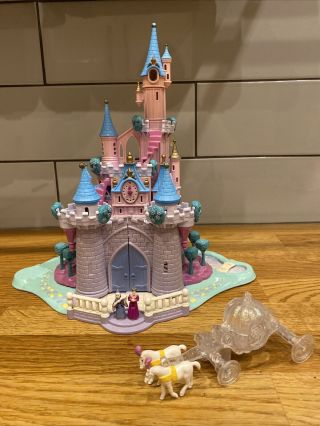 Vintage Disney Polly Pocket 1995 Cinderella’s Castle With Carriage And 2 Figures