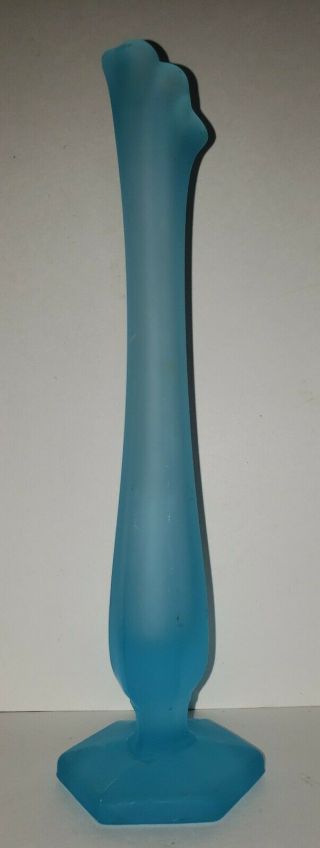 Westmoreland Glass Blue Satin Bud Vase 10 1/2 "