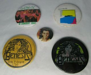 Genesis Peter Gabriel 5 X Vintage 1970s & 80s Badges Pins Buttons Prog Rock