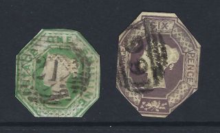 1847 Gb Queen Victoria Embossed 6d Lilac & 1/ - Green Gap Fillers.