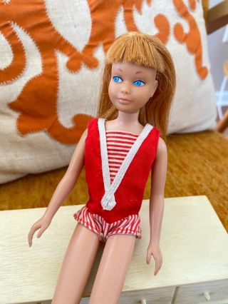 Straight Leg SL Titian Skipper Doll Orig Swimsuit Shiny Red Hair Tight 1st 3