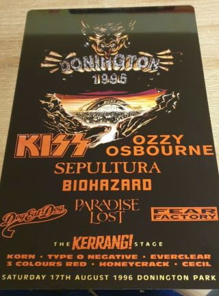 Ozzy - Kiss Monsters Of Rock Castle Donington 1996 8x12 Inch Metal Sign