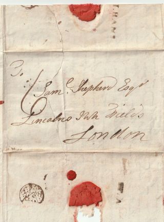 C.  1792 St Albans Pmk Part Letter To Samuel Shepherd Lincolns Inn Fields London
