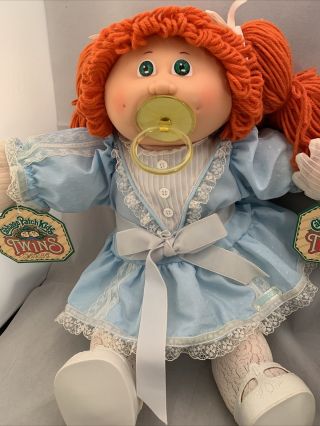 Vintage Cabbage Patch Kids Twin Girl Dolls w/ tags red pigtails green eyes dimpl 2