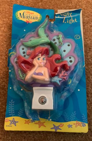 Vintage Disney Princess Ariel Little Mermaid Night Light Sea Shell Light Sensing