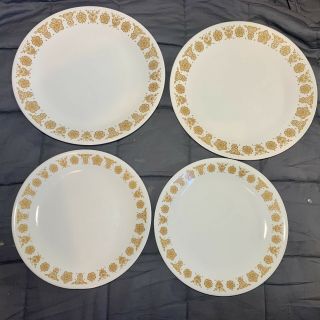Vintage Corelle BUTTERFLY GOLD 2 Dinner Plates,  2 Salad Plates - Retired 2