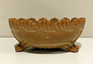 Vintage Chocolate Caramel Slag Glass Footed Bowl 5 "