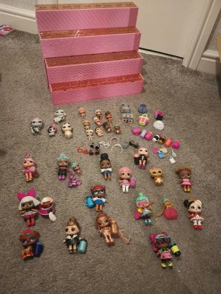Lol Suprise Pop Up Stand And Bundle Of 14 Dolls 12 Babies & 5 Pets