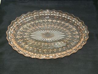 Platter,  Holiday Button & Bows Pink By Jeannette Glass Co 11.  5 " Vtg 1947 - 1949