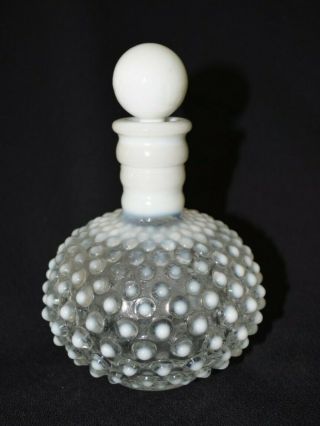 Vintage Fenton Opalescent/moonstone Hobnail Perfume Bottle W/ Stopper