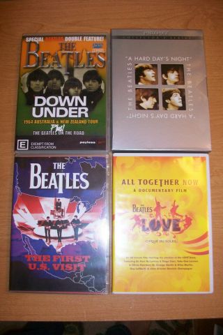 The Beatles Dvd Movies (4) Hard Days Night,  Down Under,  First Us Visit,  Love