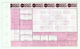 Ozzy Osbourne Motley Crue Waysted 5/6/84 Detroit Mi Joe Louis Arena Ticket Stub