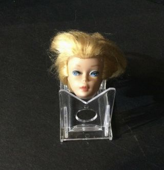 Vintage 4? Saran Blonde Ponytail Barbie Doll Head Only Blue Eyeliner