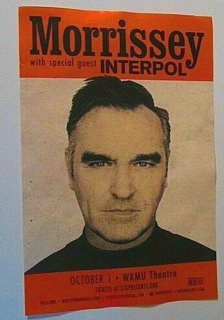 Morrissey W/ Interpol 2019 Concert Seattle Show Poster