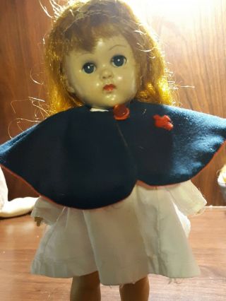 50s Vintage Vogue Ginny Doll Mlw Red Hair Blue Eyes Straight Leg Walker Nurse