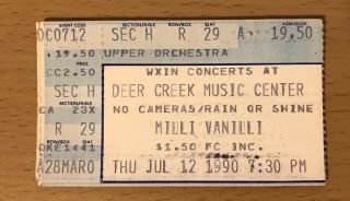 1990 Milli Vanilli Paula Abdul Club Mtv Tour Indianapolis Concert Ticket Stub