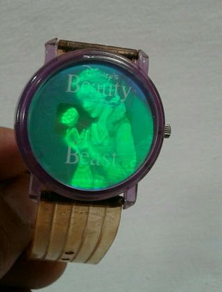 Vintage Beauty And The Beast Lenticular Lcd Watch 1990 