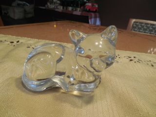 Princess House Pets Laying Down Cat 24 Lead Crystal Germany Figurine