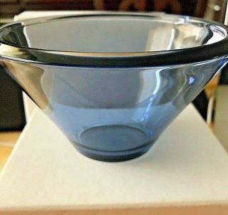 Wedgwood Vera Wang Sky Blue Crystal Glass Bowl - (made In Germany)