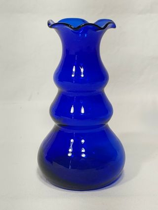 Vintage Cobalt Blue Ruffled Edge Small Bud Vase (fenton Art Glass?)