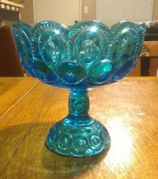 L.  E.  Smith Blue Moon And Stars Candy Dish (no Lid)