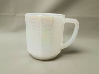 Vtg Federal Glass 12 Sided Dodecagon Cup Mug White Iridescent Luster