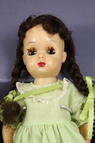 Vintage Tiny Terri Lee Walker Doll Brown Braids 1950 Vinyl Brown Eyes Lashes