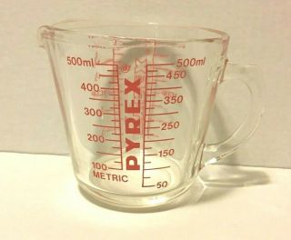 Vintage Pyrex Glass Measuring Cup | 516 16 Oz.  2 Cup W/ D Handle | Made In Usa