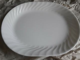Corelle Enhancements / White Swirl 12 " Oval Serving Platter