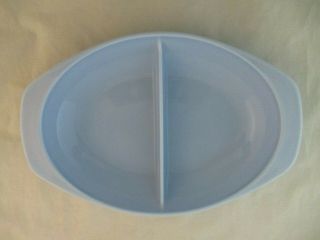 Vintage Blue Delphite Pyrex Oval Divided Serving Dish Casserole 1.  5qt 1063 1218