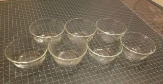 Set Of 7 Vintage 6 Oz.  Clear Pyrex Custard Cups Scalloped Edge 3 Rings 463