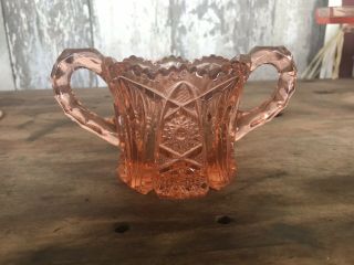 Awesome Pink Eapg Scalloped Sawtooth 2 Handle Sugar Bowl