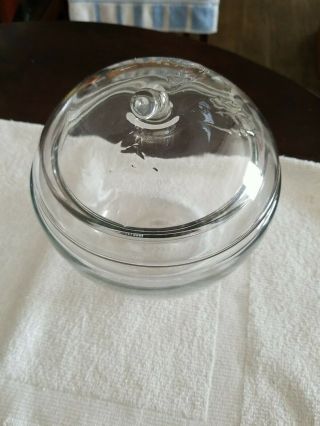 Vintage Anchor Hocking Clear Apple Glass Canister Cookie Jar And Lid 2