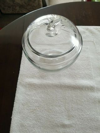Vintage Anchor Hocking Clear Apple Glass Canister Cookie Jar And Lid 3