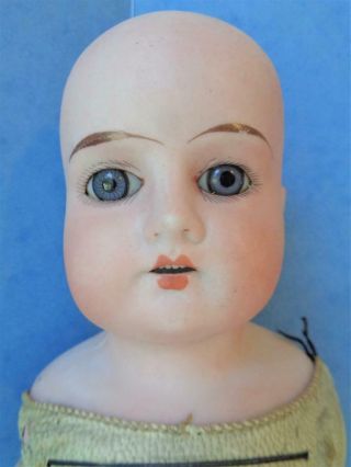 14.  5 " Antique German Bisque Doll 7/0 Kid Leather Body 4 Pointy Teeth Petite Lady
