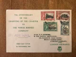 1956 North Borneo Company Charter Fdc London Assurance Cover