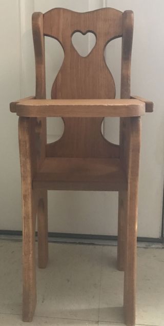 Vintage Heavy Wooden Doll High Chair & Rocking Wooden Cradle