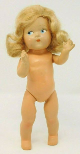 Vntg 1940s Vogue Toddles Composition Doll Blonde Mohair Flip Wig