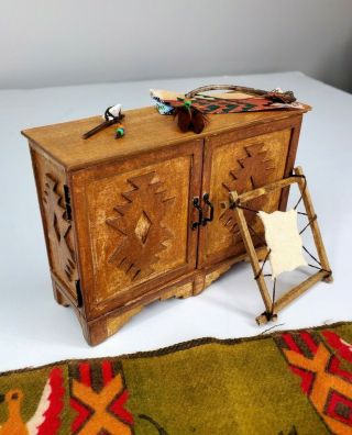 Artisan Rustic Southwest Buffet Cabinet Dollhouse Miniature Furniture 1:12 Aztec