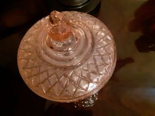 Vintage Pink Glass Candy Dish With Lid